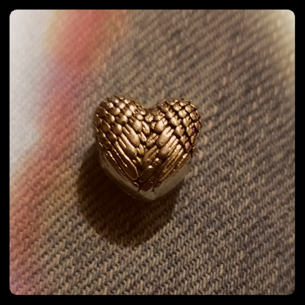 925 Winged Heart Angel RIP Charm Bead